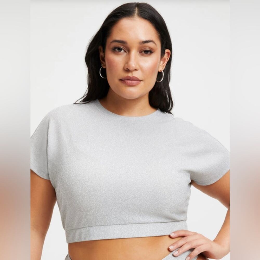 NWT Good American Silver Glitter Crop‎ Top Size XL/4